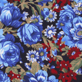BLUE/RED FLOWERS 100% VISCOSE