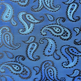 BRIGHT BLUE PAISLEY VISCOSE 52% ACETATE 48%